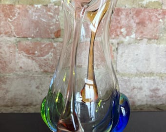 Art glass -  Vintage Mstisov Czech Glass Rhapsody Vase by Frantisek Zemek,  Bohemian - Multicolour hand made