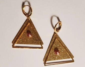 Gold triangle earrings