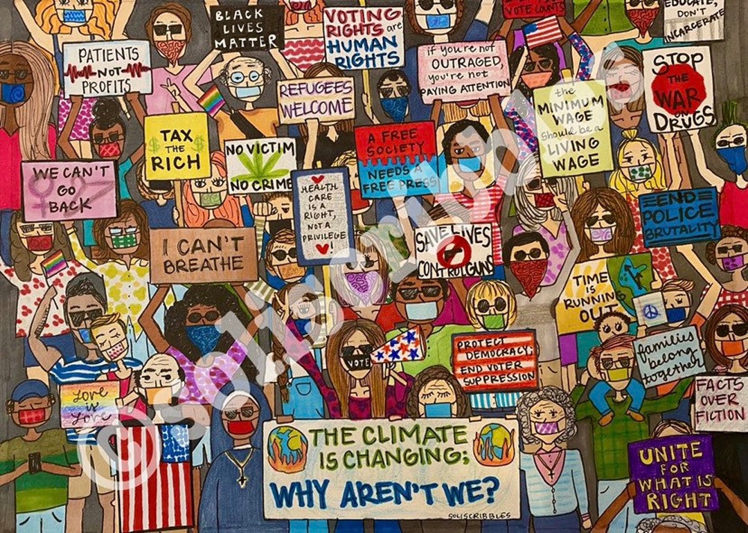 Protest Prints Protest Art Print – Political Activism Drawing - Etsy