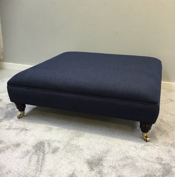 Deep Navy Blue Footstool Bespoke Coffee Table Ottoman Deep Navy Blue Footstool Bespoke Coffee, Navy Coffee Table Ottoman
