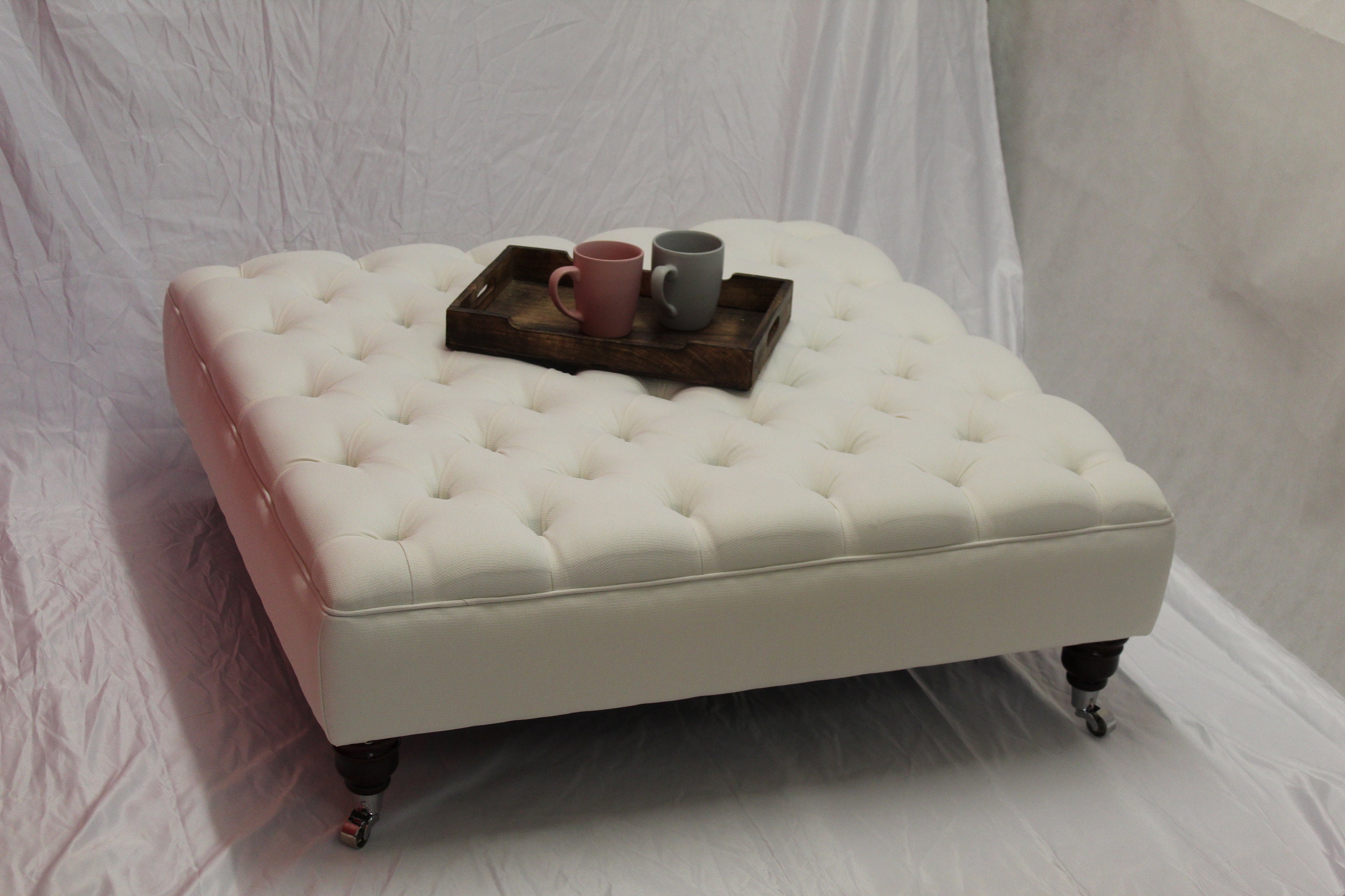 Large buttoned footstool deals