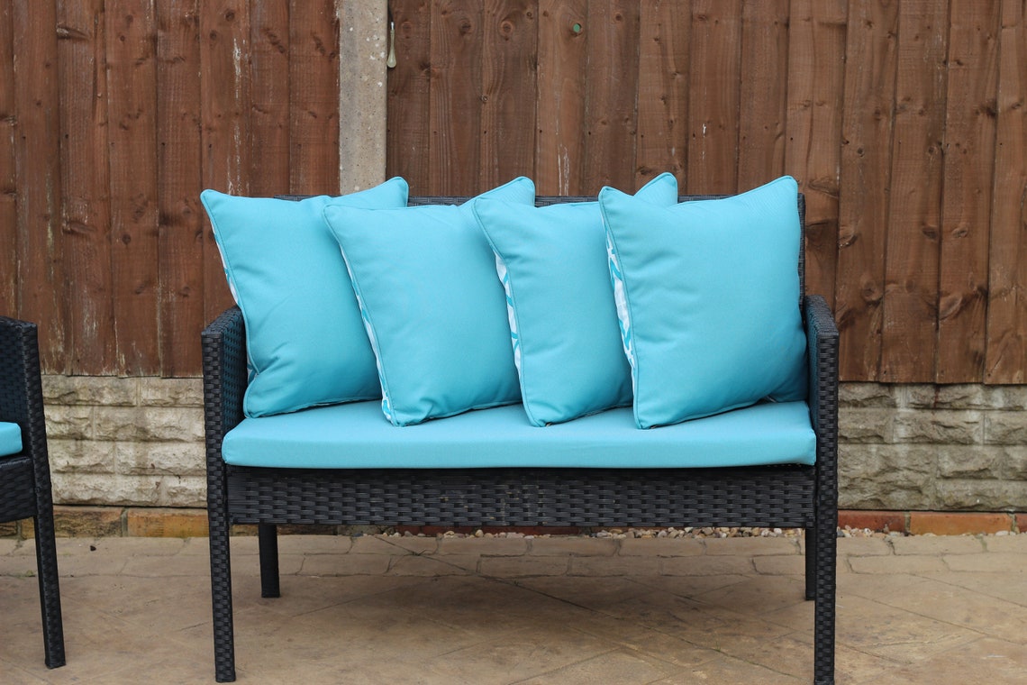 Light Blue Outdoor Bench Seat Cushion Warwick Fabrics Noosa Etsy UK