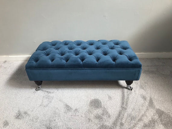 Large Footstool Coffee Table Bespoke Ottoman Plush Velvet Warwick