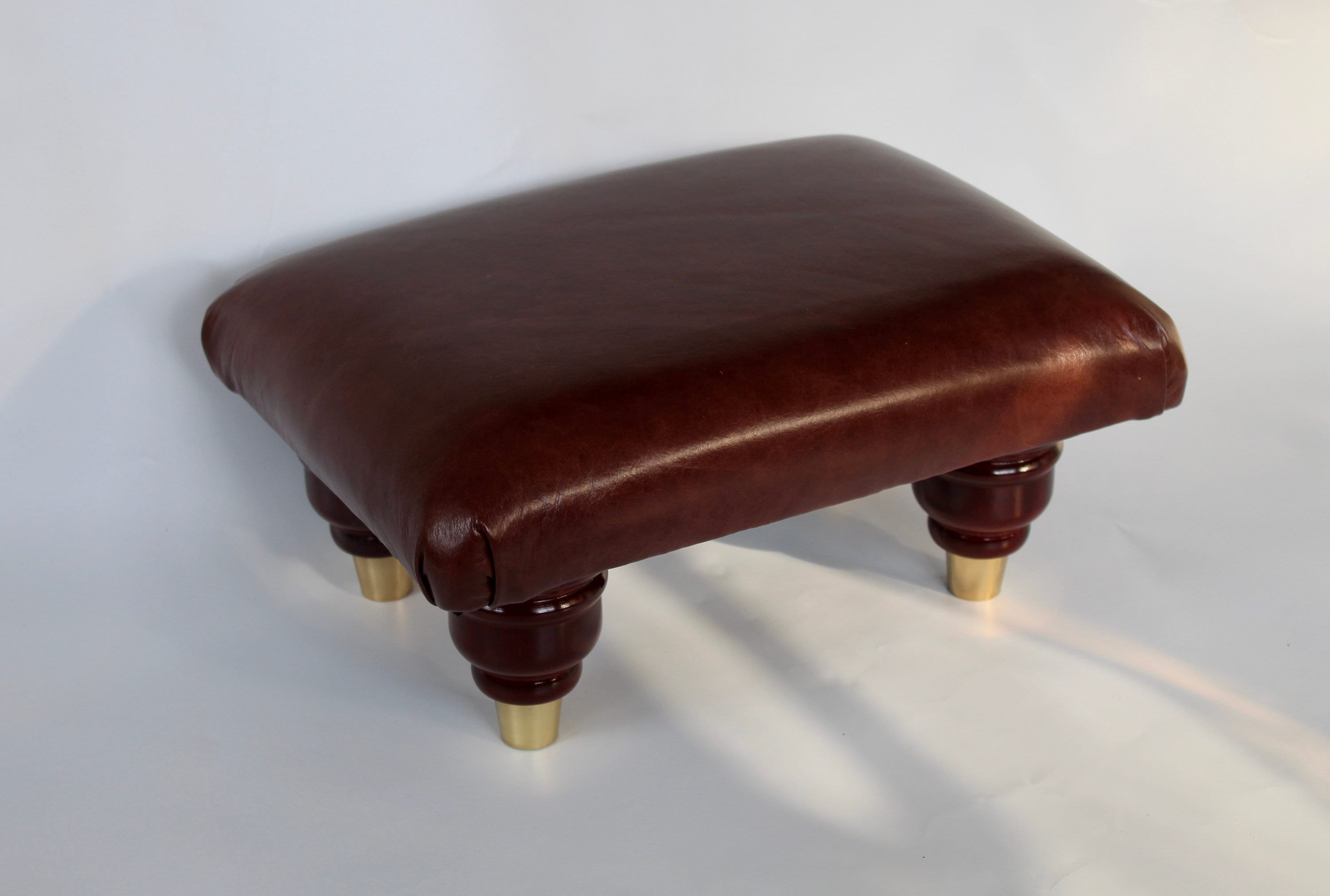 Mini Leather Footstool hazel Semi Aniline Leather Small Pouffe
