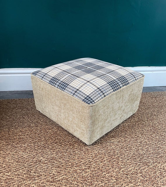 Small Under Desk Plain Footstool Multicolour / 9-10 Cm Small Footstool / 4  Upholstered Foot Stool for Mum Dad / Handmade Footrest Bed Step 