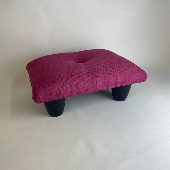 Low Footstool Pouffe Plush Velvet Blush Pink Stool Foot Rest Under Desk  Foot Rest Small Buttoned Ottoman 