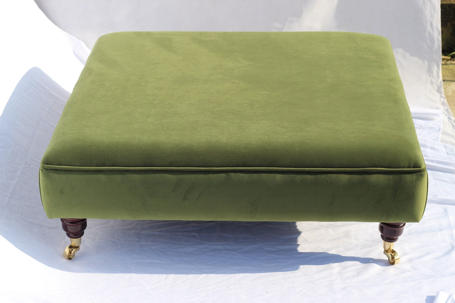 Extra Large Green Ottoman coffee Table Footstool Plush Etsy UK