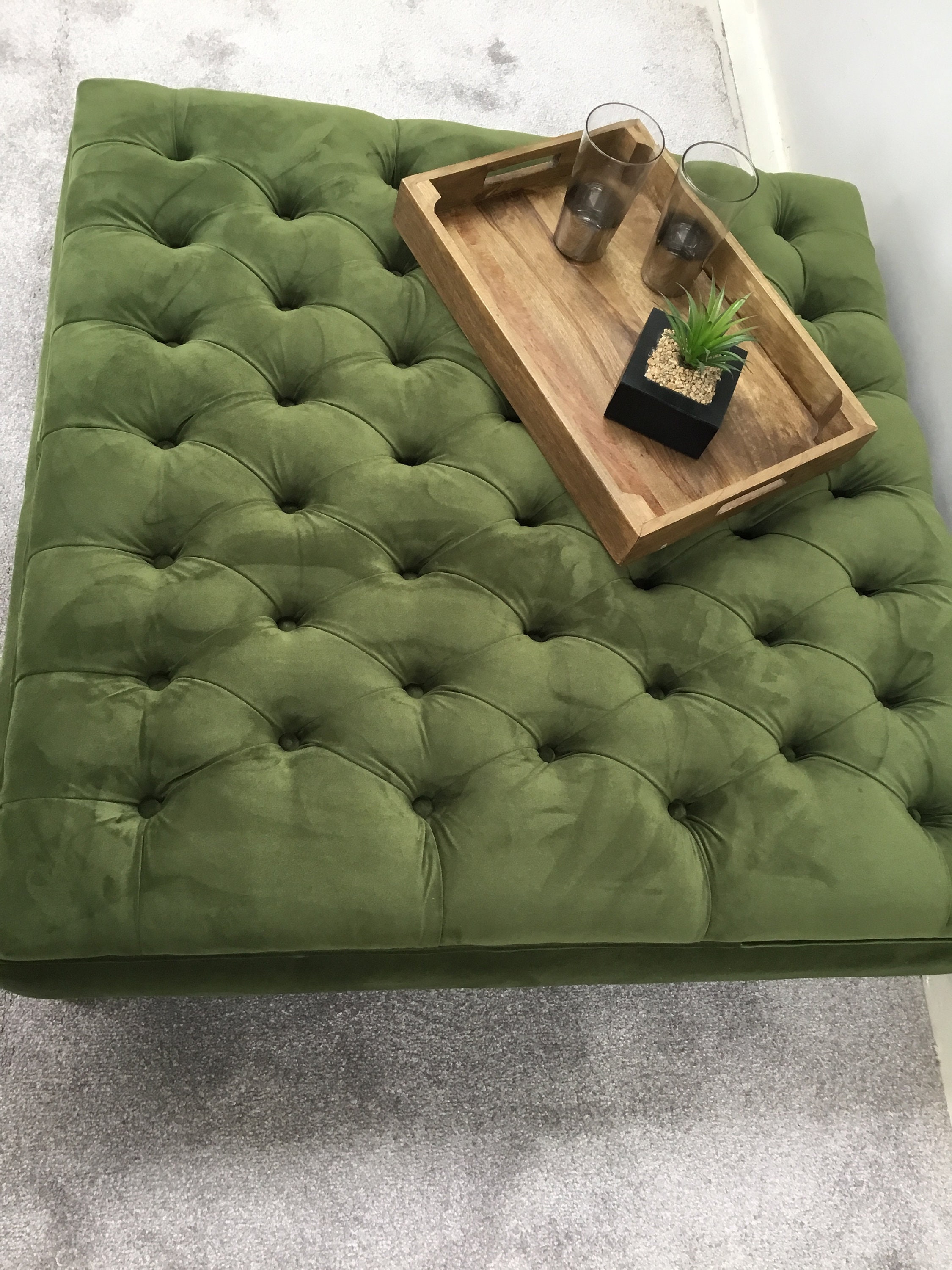 Green 2024 tufted bench