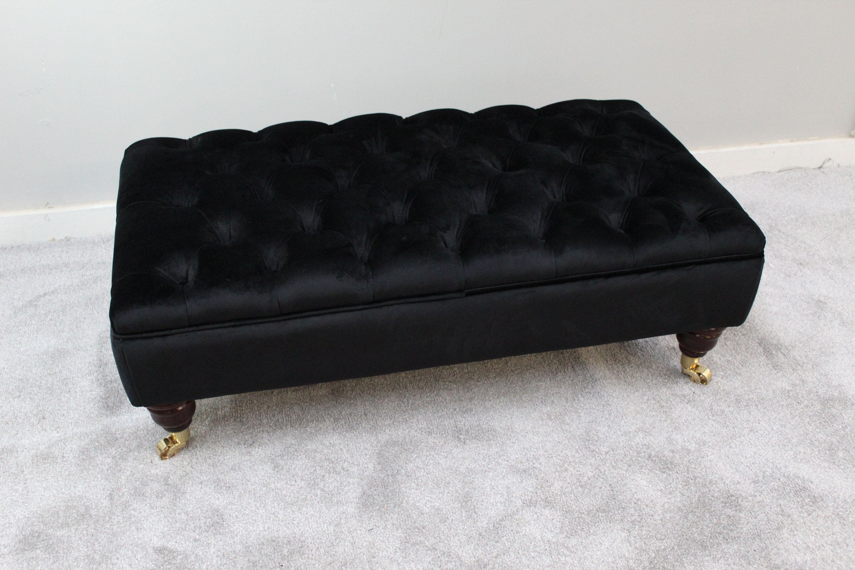 Large Bespoke Ottoman Footstool Coffee Table Black Velvet Etsy