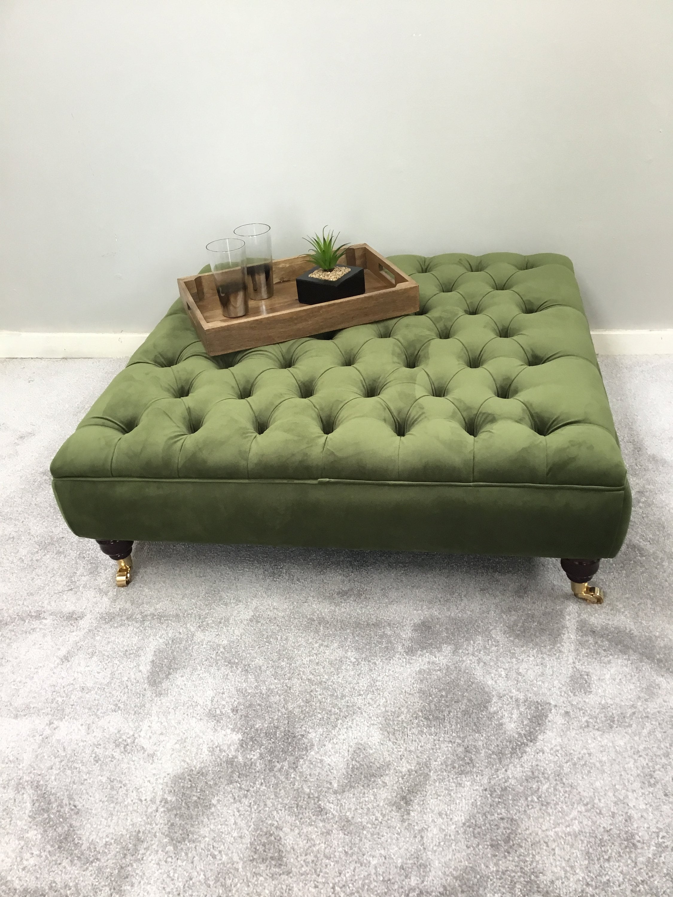 Green footstool cheap ottoman