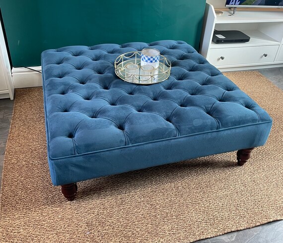 Large cheap blue ottoman
