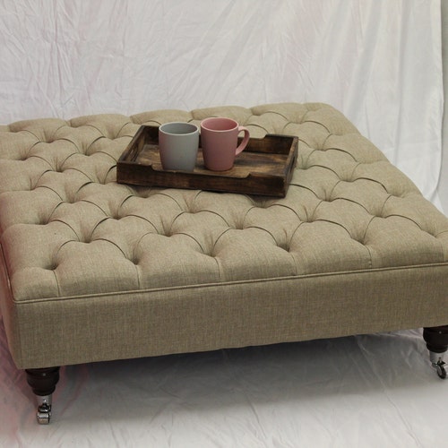 Large Bespoke Ottoman Footstool Coffee Table Plush Velvet Etsy