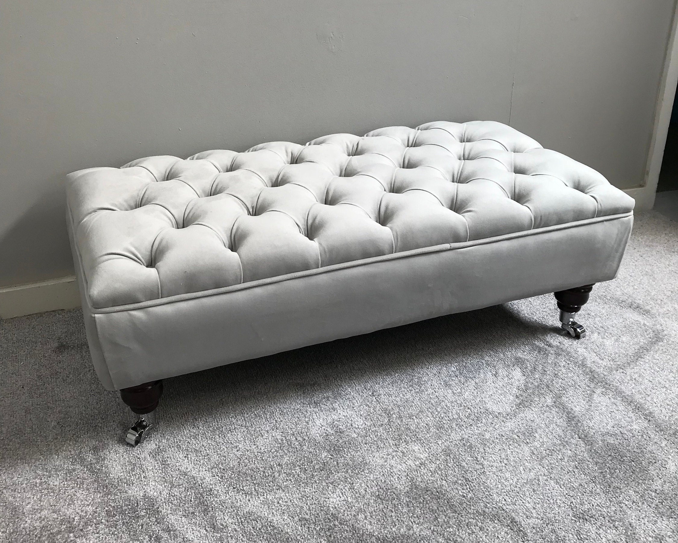 large grey footstool coffee table