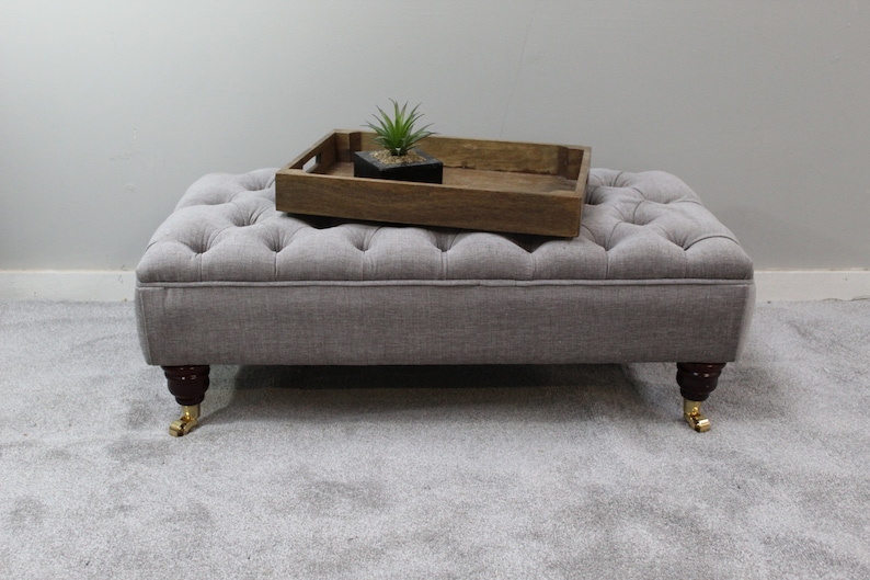 Large Grey Footstool Coffee Table Bespoke Ottoman Rouen Etsy Ireland