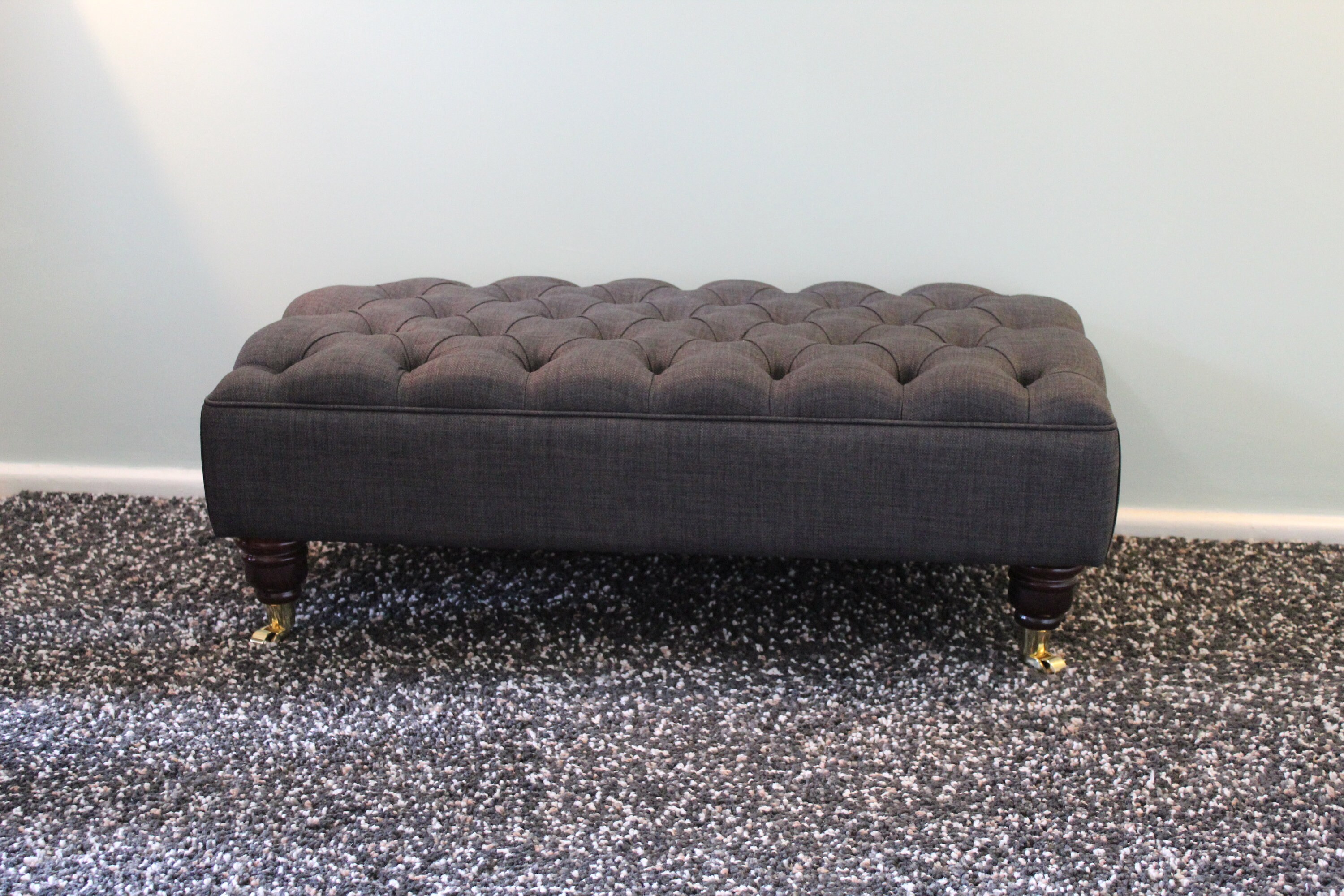 Large Grey Ottoman Footstool Bespoke Chesterfield Footstool Etsy