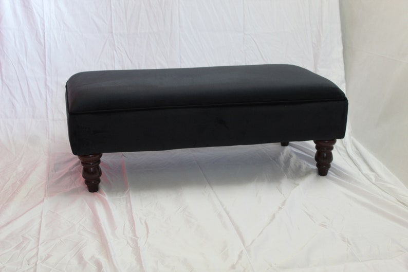 Black Velvet Ottoman Coffee Table Footstool Plush Velvet Etsy UK
