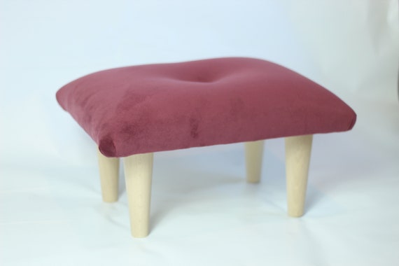 Small Buttoned Footstool Pouffe Warwick Fabrics Plush Velvet Dirty Rose Stool  Foot Rest Under Desk Foot Rest Small Ottoman 