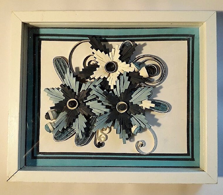 Tableux Quilling 3 Fleur Bleu