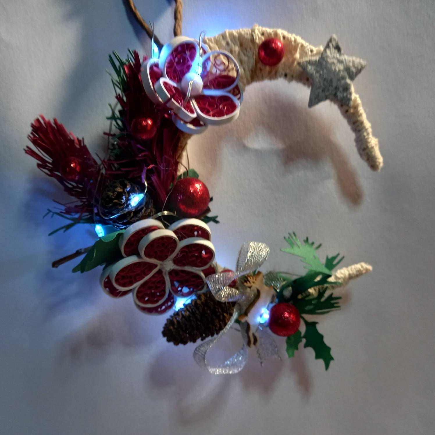 Suspension Pour Noel en Forme de Lune /Christmas Ornements/Quilling Noel/Christmas