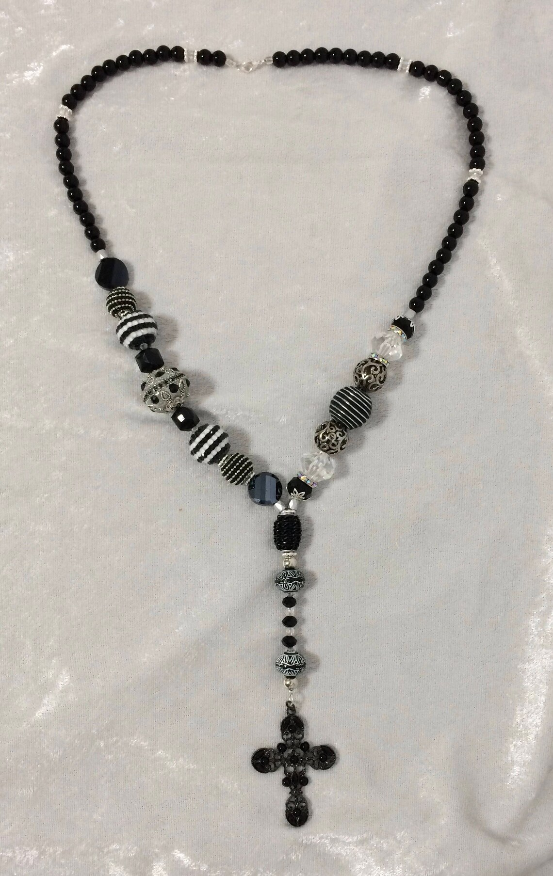 Ebony and Ivory Fashion Rosary Necklace 171401 Etsy