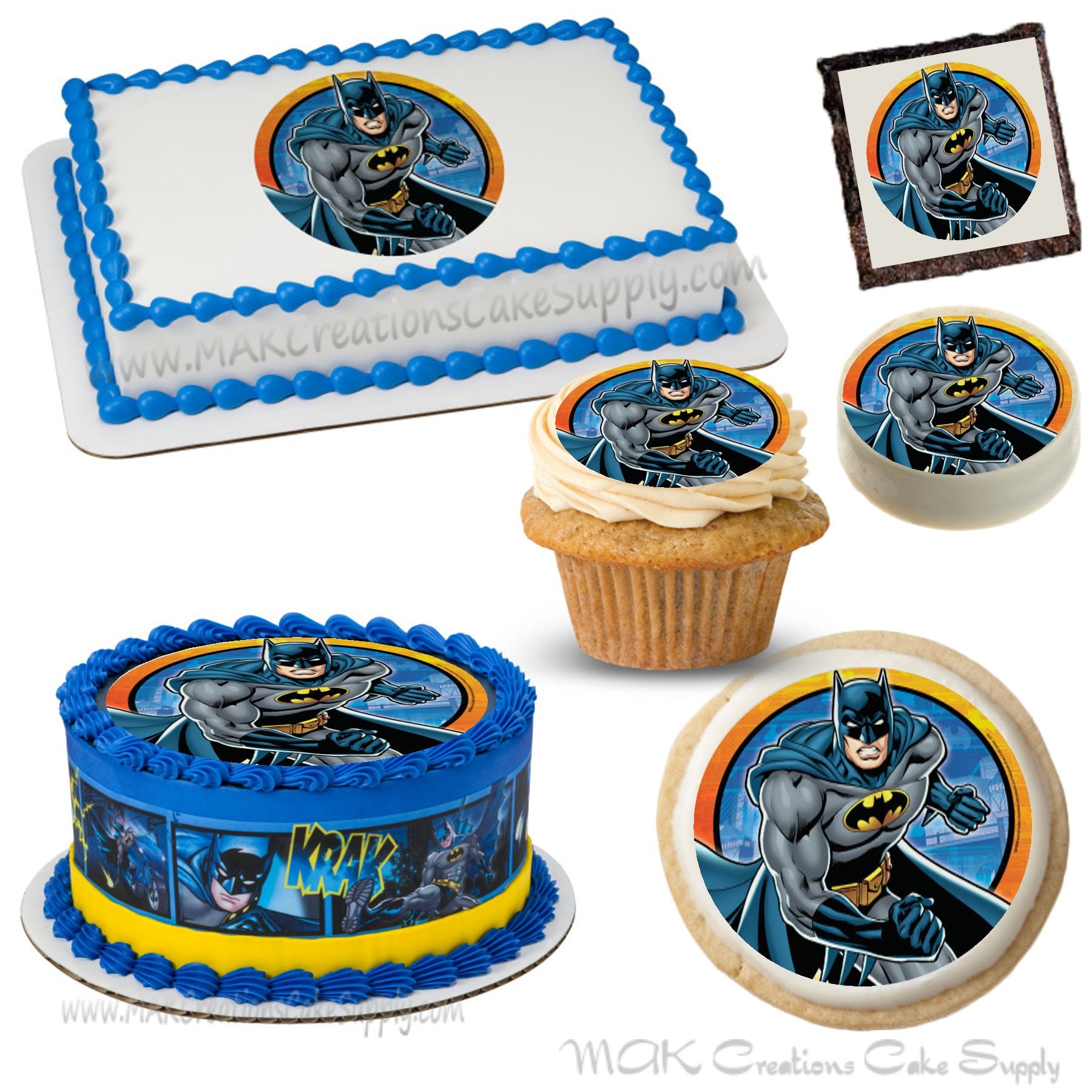 Batman Edible Dessert Toppers Your Choice in Size. Cake / Etsy