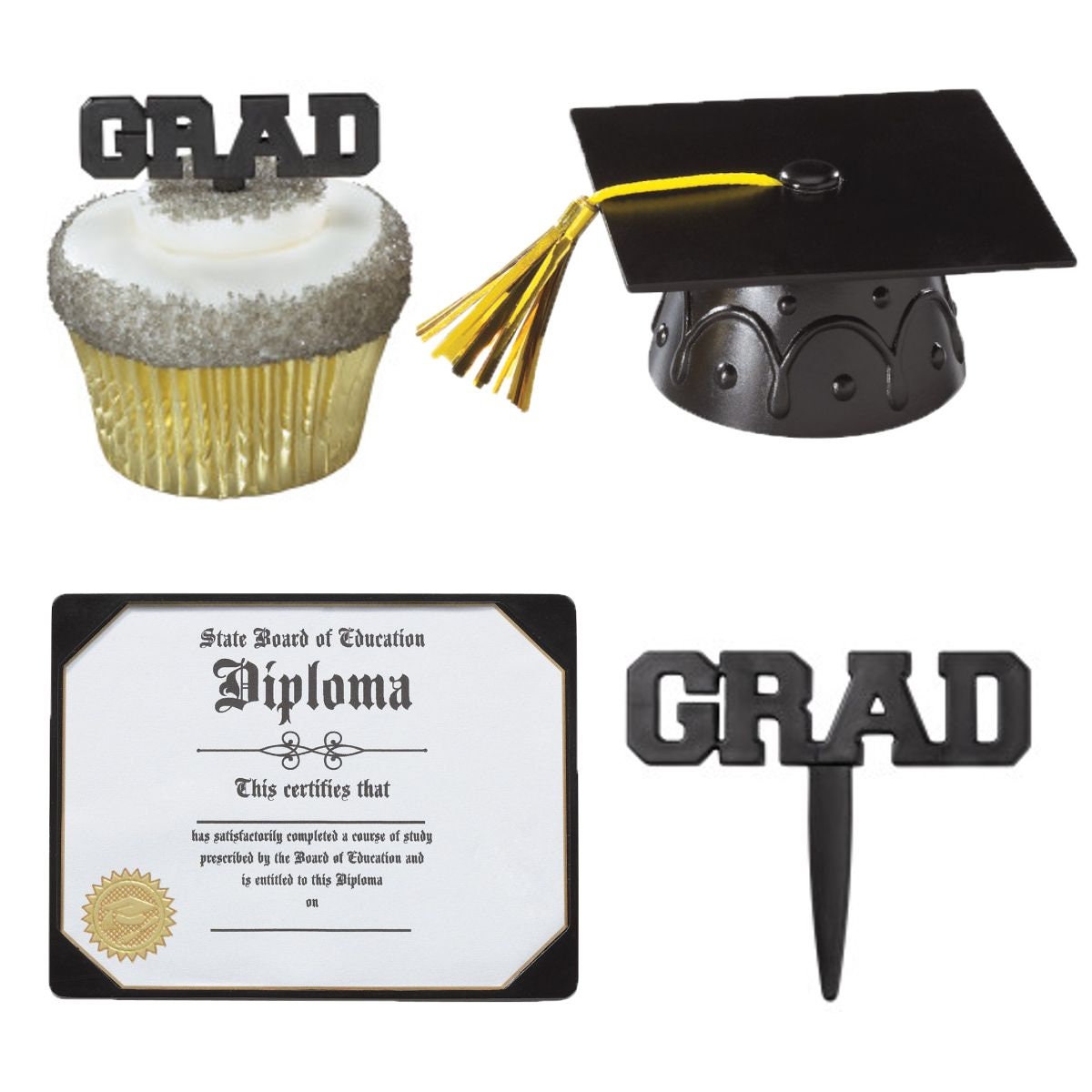 Graduation Cap & Diploma Cake Toppers Combo with Your Choice Etsy