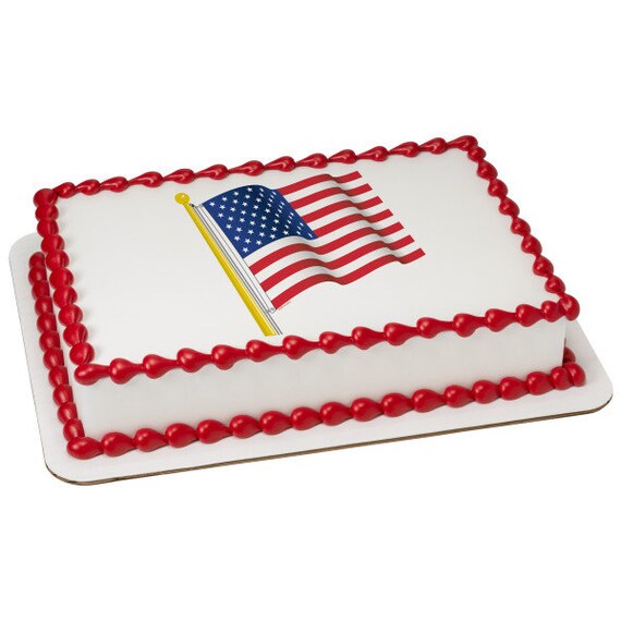 American Flag Edible Sheet Cake Topper Etsy