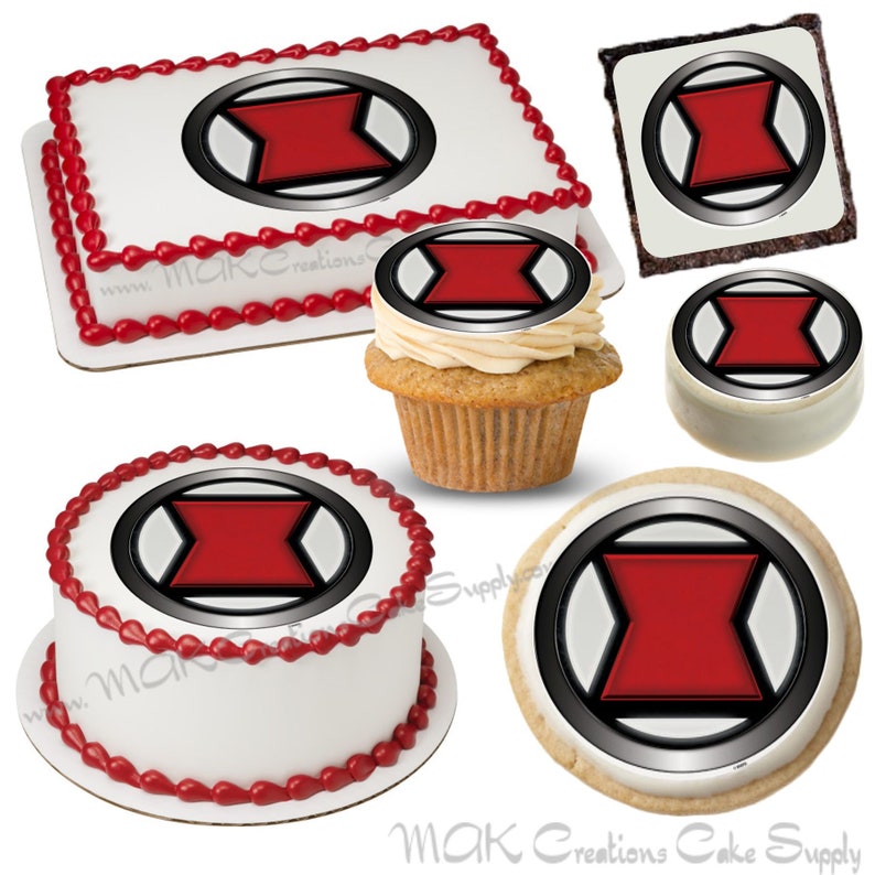 Black Widow Icon Edible Dessert Toppers Your Choice in Size. image 0