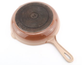 Two Tones Beige Brown Le Creuset #23 Cast Iron Skillet 70s