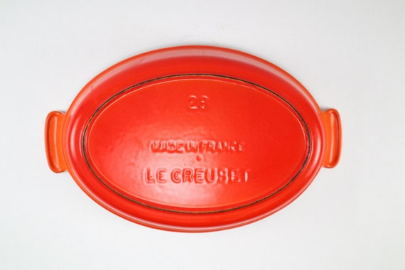 Le Creuset 28 Oval Roaster Enamelled Cast Iron Roasting Baking Pan Tray Au  Gratin Vintage 1960s 