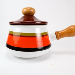 RETRO Mint Condition Lefcoware Fondue Pot Enamelled Saucepan 70's Wooden Handle Made in Japan FREE SHIPPING image 10