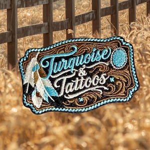 Tattoos and turquoise Hat Patch | Western Embroidery Patch | Cowgirl Trucker Hat Patch | Cute Country Patch