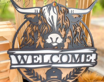 16” or 18” Welcome or Personalized Farmhouse Sign / Highland vow Welcome Sign / Horse Barn welcome Sign