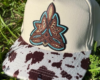 Faux Cowhide Trucker Hat | Western Style Hat | Cow Print Hat | Rodeo Hat | Custom Cowgirl Hat | Boutique Western Hat