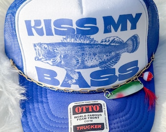Fishing Trucker Patch Hat  / Trucker Hat / Patch Hat / KISS my Bass Hat / Boating Hat