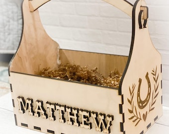 Cow Tag Farmhouse Style  Personalized Basket / Farmhouse Easter Basket/ Personalized Basket / Horse Or Cow images