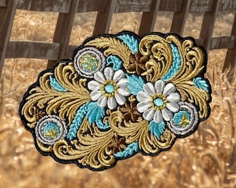 Western Floral Filler Hat Patch | Western Embroidery Patch | Cowgirl Trucker Hat Patch | Cute Country Patch