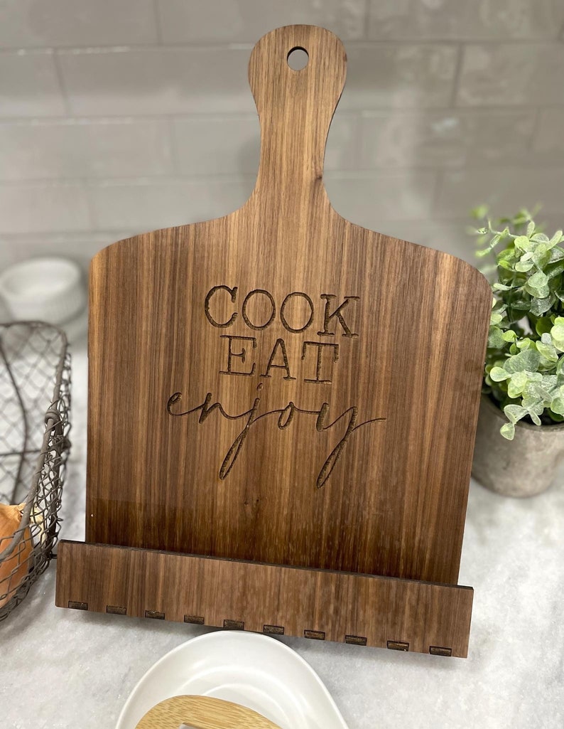 Cutting Board Cookbook Holder Moms Kitchen Cookbook Stand Etsy