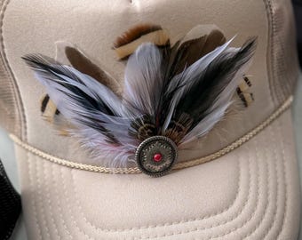 Western Feather Trucker Hat / Trucker Hat / Feather Patch Hat Limited Edition Otto Country Western Feather Trucker Hat | One-of-a-Kind