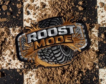 Roost Mode off road Hat Patch | Mudding Trucker Hat Patch | ATV Off Road Patch | Checkered Flag Patch | Hat Bar Patch