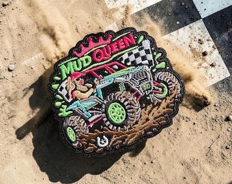 Mud Queen Hat Patch | Mudding Trucker Hat Patch | ATV Off Road Patch | Neon Western Patch | Checkered Flag Patch | Hat Bar Patch