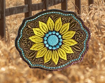 Western Sunflower Hat Patch | Western Embroidery Patch | Cowgirl Trucker Hat Patch | Cute Country Patch