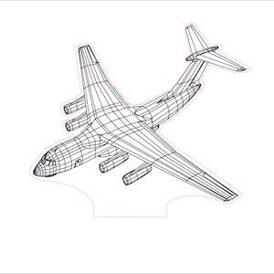 IL 76 Plane 3D Lamp Vector File: CNC Laser Engraving (Digital Download)