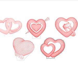 Set1 Valentine Hearts svg ,3D illusion Acrylic lamp vector,3D Night Lamp vector file for cnc and laser engraving,dxf,cdr,Ai,Svg,png and jpg