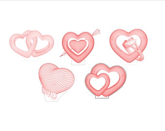 Set1 Valentine Hearts svg ,3D illusion Acrylic lamp vector,3D Night Lamp vector file for cnc and laser engraving,dxf,cdr,Ai,Svg,png and jpg