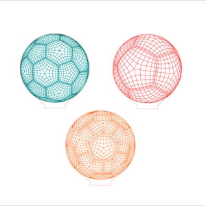 Soccer Ball svg Set ,3D illusion Acrylic lamp vector,3D Night Lamp vector file for cnc and laser engraving,dxf,cdr,Ai,Svg,png and jpg