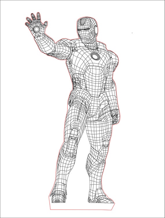Download Ironman 3d Illusion Acrylic Led Lamp Vector Dxf Cdrsvg For Etsy