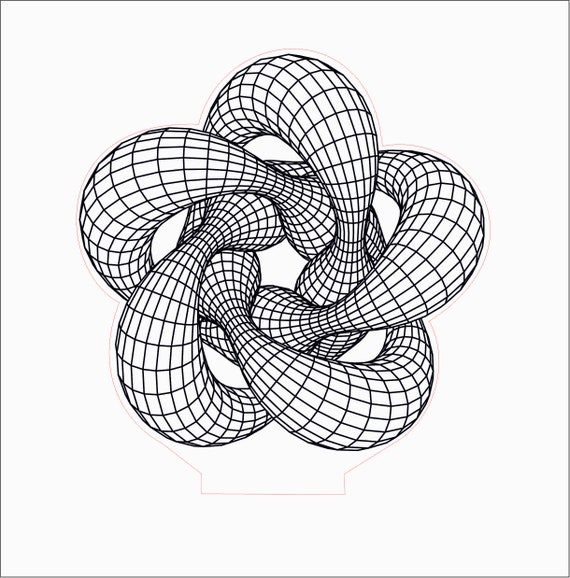 Lámpara LED acrílica Torus Knot 3 3D Illusion. Vector dxf ...