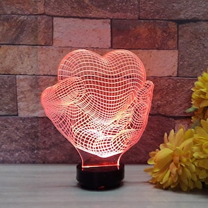 Hand Heart svg 3D Night Lamp vector file for cnc and laser engraving,dxf,cdr,Ai,Svg,png and jpg