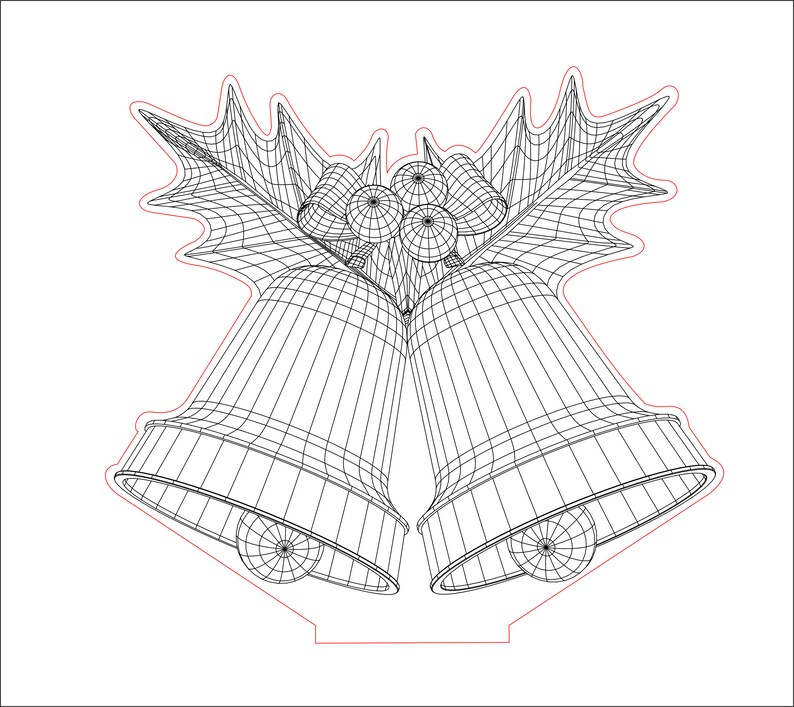 Download Christmas Bell 3D Illusion acrylic LED lamp. Vector dxf ...